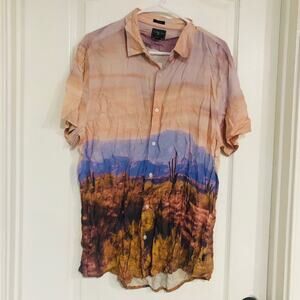 Guess Men's Slim Fit Collar Button-Down Shirt Oversized‎ Desert Cactus Large NWT